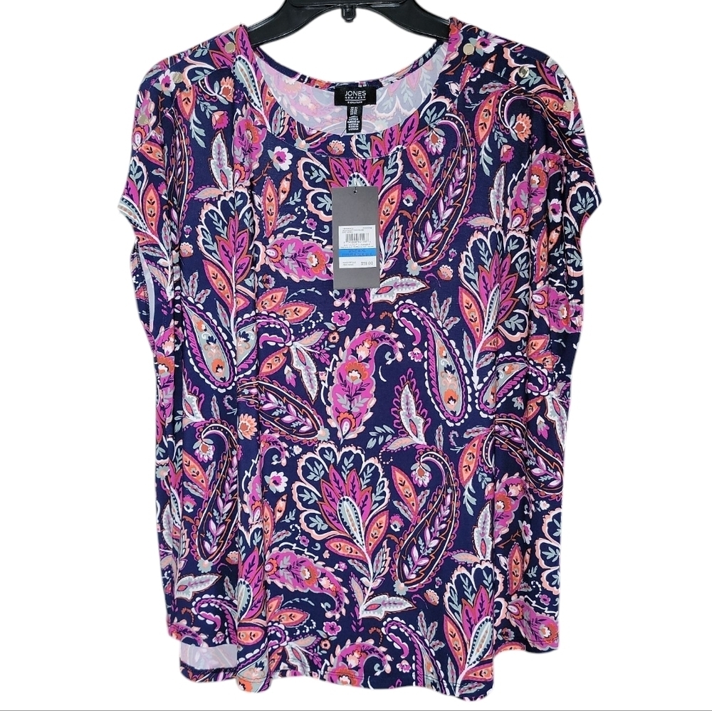 Jones New York Purple and Pink Relaxed Blouse